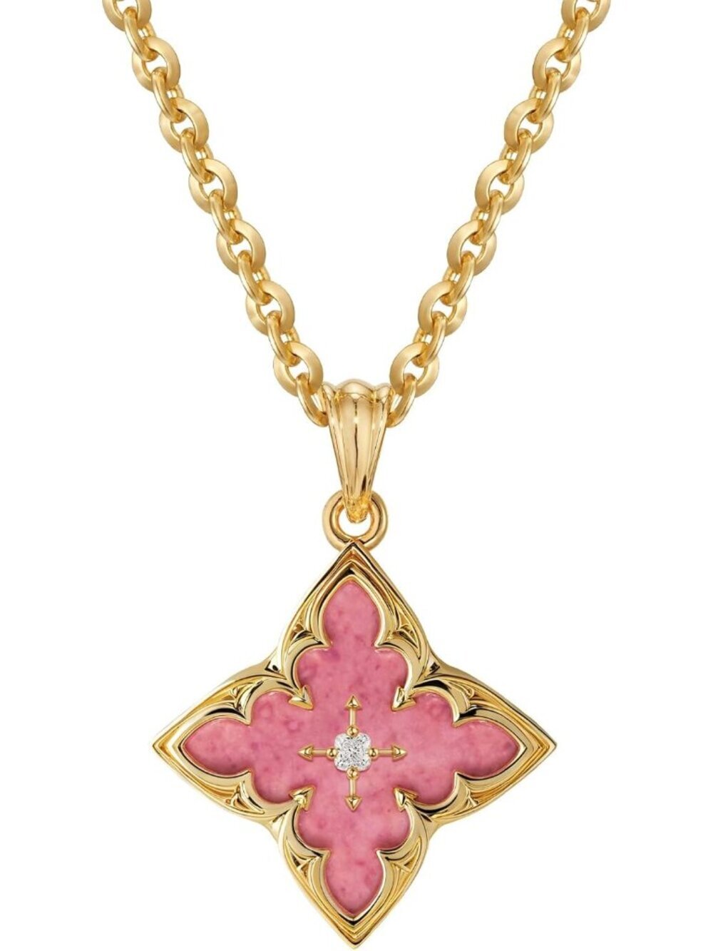 Women's Pink Rhodonit Adjustable Chain Choker Charm Pendant Lucky Necklaces